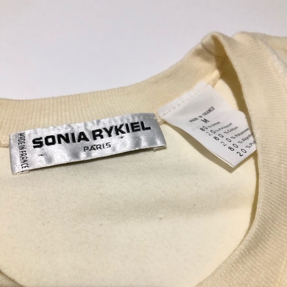 SONIA RYKIEL Velvet Yellow Crewneck Sweater Medium - Picture 2 of 3
